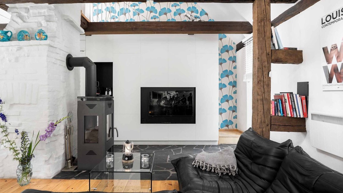 Ahlbeck House | Pommernhaus Vorsee am Kiefernwald Kamin Boot - Thatched half-timbered house, fireplace