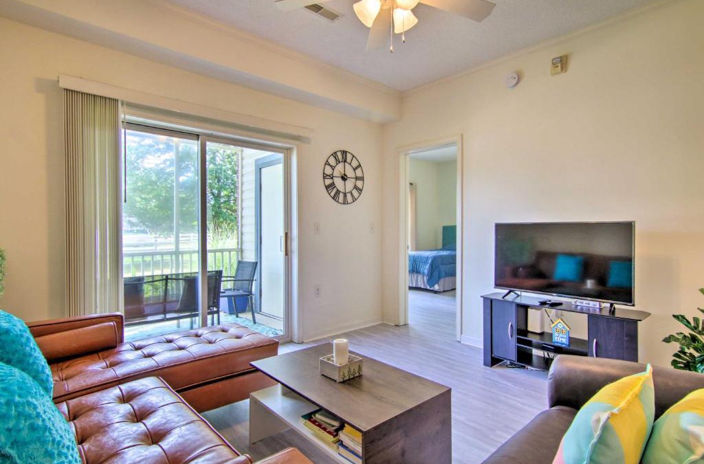 Villages of Five Points Apartment | Porch and Community Perks Walkable Lewes Condo