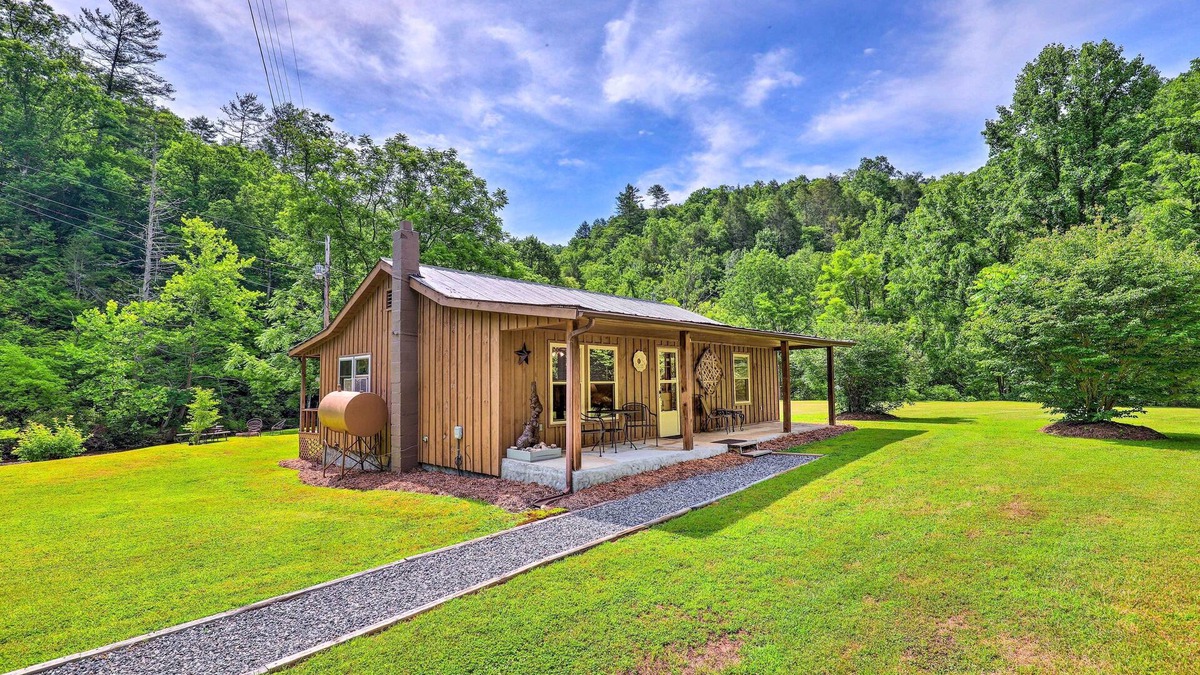 Marshall Cabin | Porch & On-Site Creek: Marshall Cabin Retreat