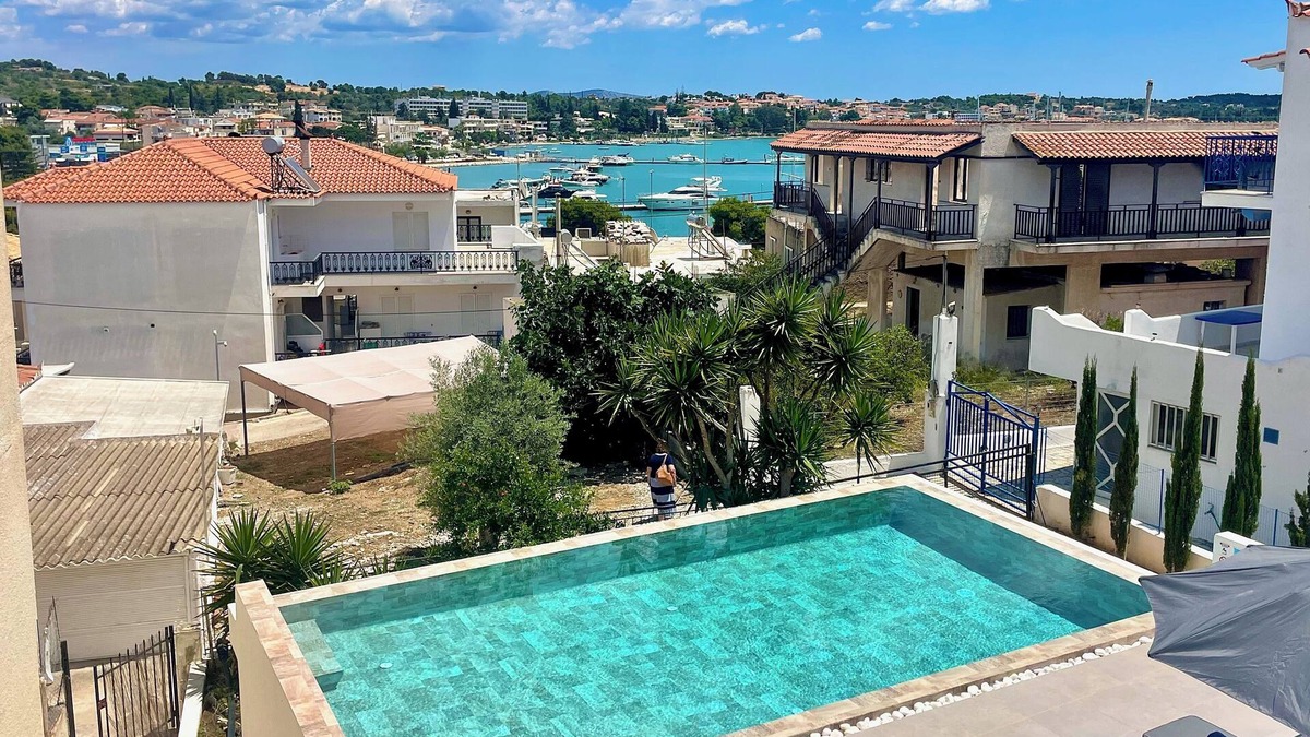Porto Heli House | Portoheli Villa Downtown, Pool & Port view