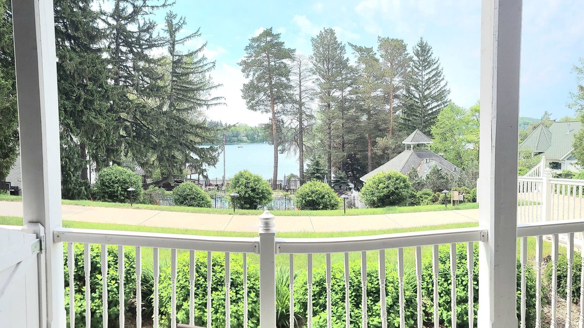 Elkhart Lake Condo | Premier View and Patio Overlooking Elkhart Lake! Two minute walk to bars/dining!