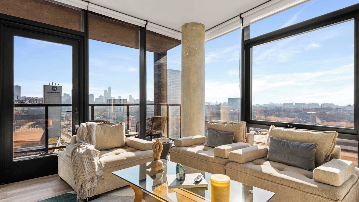 West Loop Apartment | Prime Location 2BR: Balcony, Restful Night