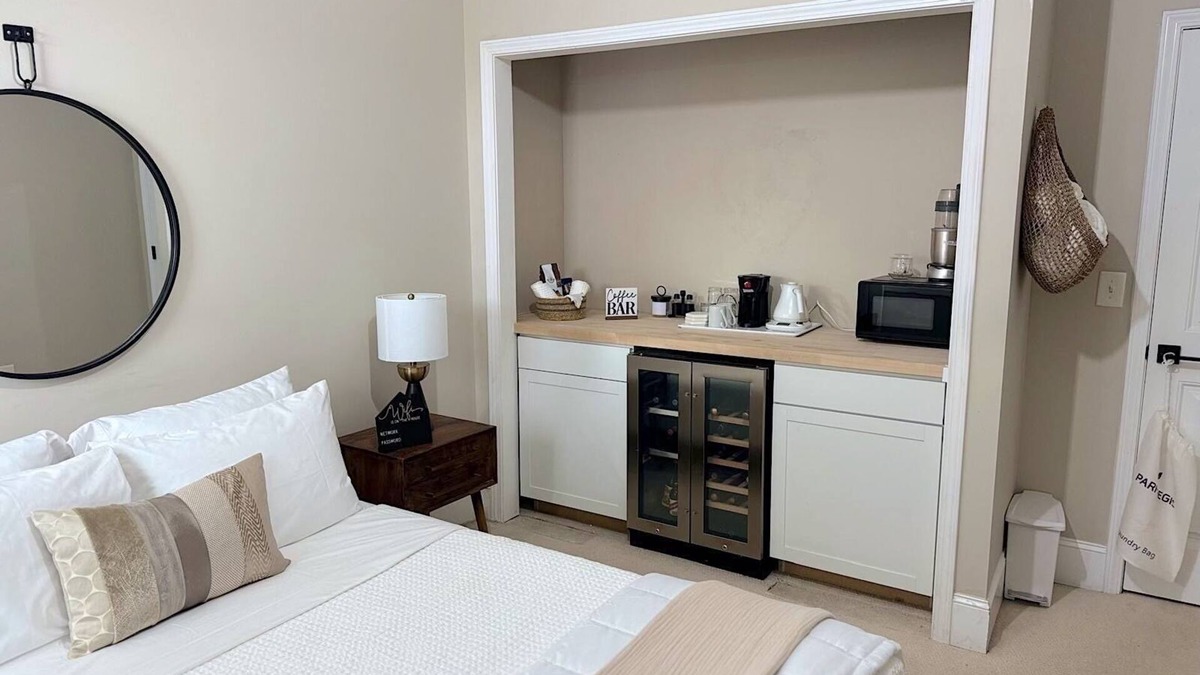 Grayson House | Private bed and bathroom with partition and own entrance.