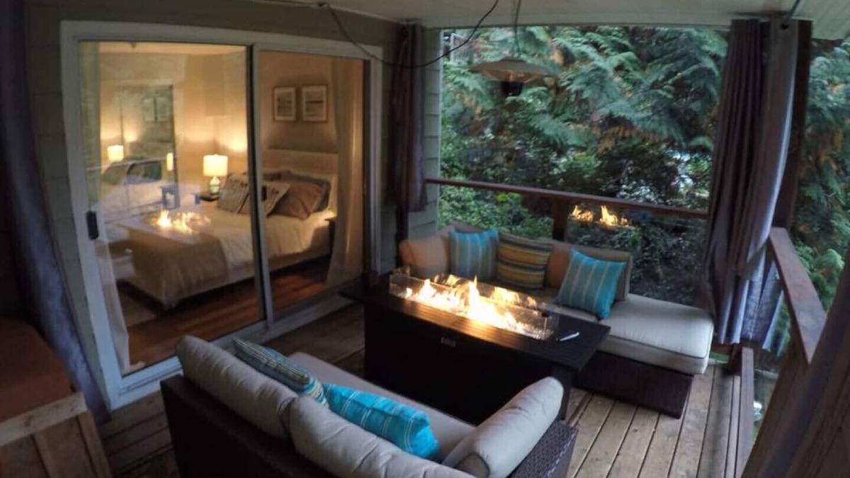 West Vancouver House | Private Forest & Creek Setting with Outdoor Fire Table