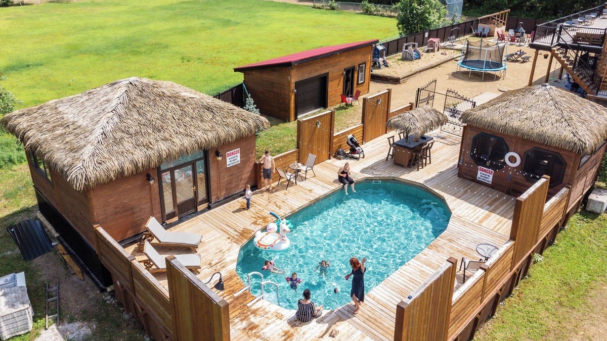 Mandeville Ski Chalet | Private log cabin resort, 30 people, pool, spa, games room, and +.