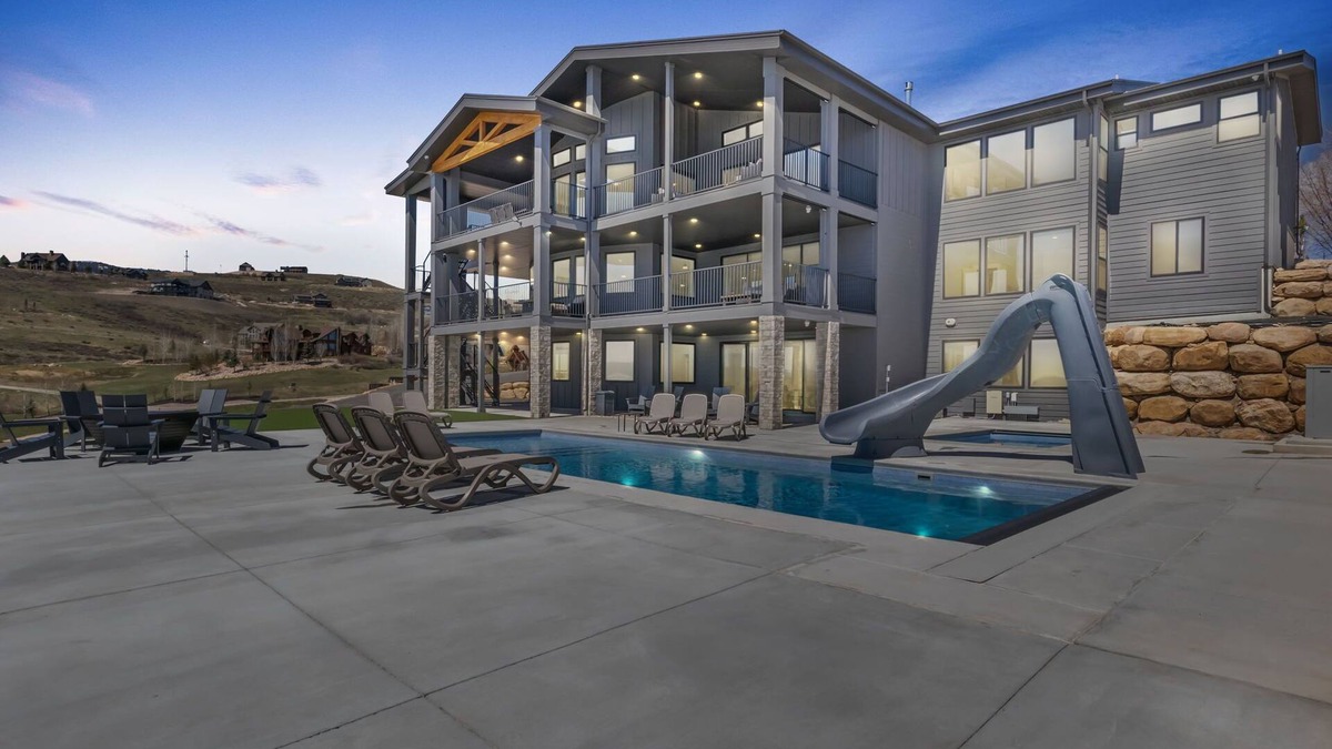 Fish Haven House | Private pool, hot tub, indoor basketball court, massive indoor slide, and VIEWS!