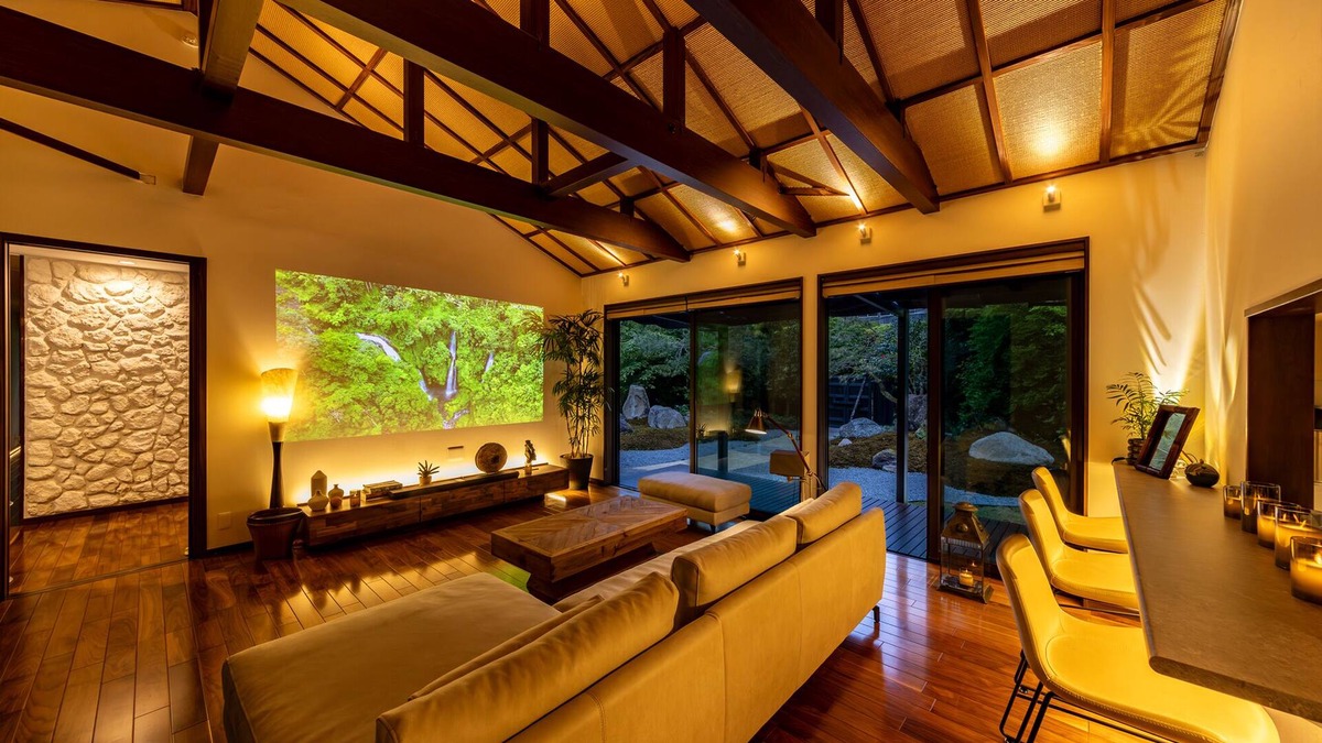 Hakone Villa | Private sauna and open-air hot spring bath.