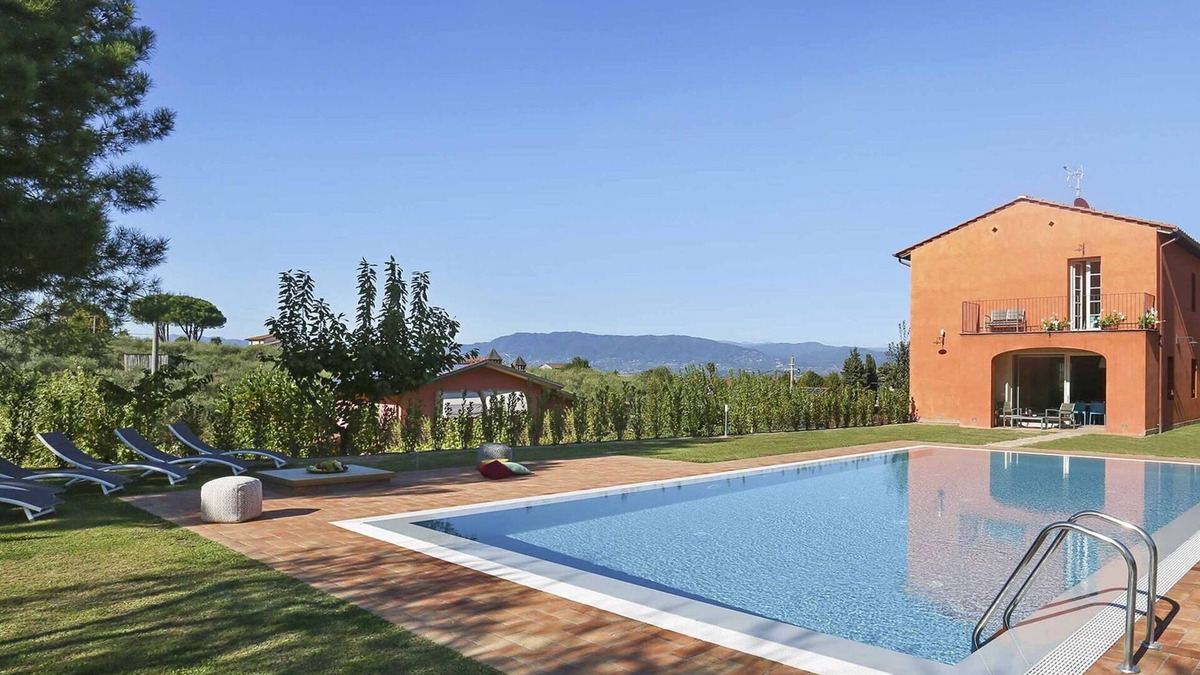 Colle di Compito Villa | Private Villa with A/C, private pool, WIFI, TV, balcony, panoramic view, parking, close to Lucca