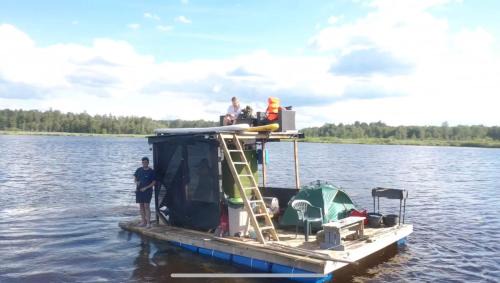 Pedvale Boat Rental | Raft on a forest lake