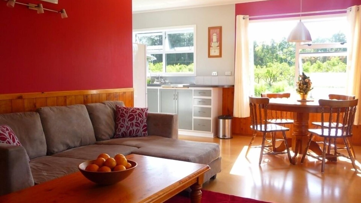 Kerikeri Cottage | Relax a Lodge MoonShine 2 Bedroom Cottage: farm animals, pool, organic orchard!