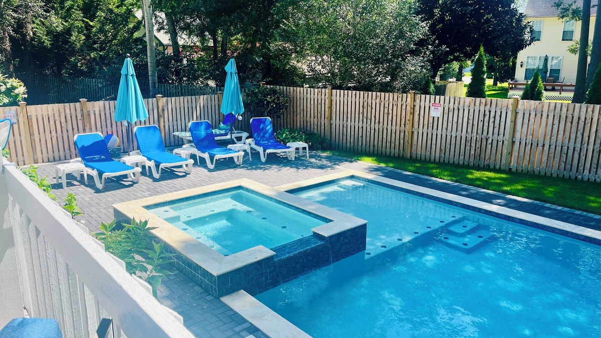 West Cape May House | Relax at this Cape Escape Pool & Spa, Lower Unit, 4 Bed 2.5 Bath, Expansive Deck