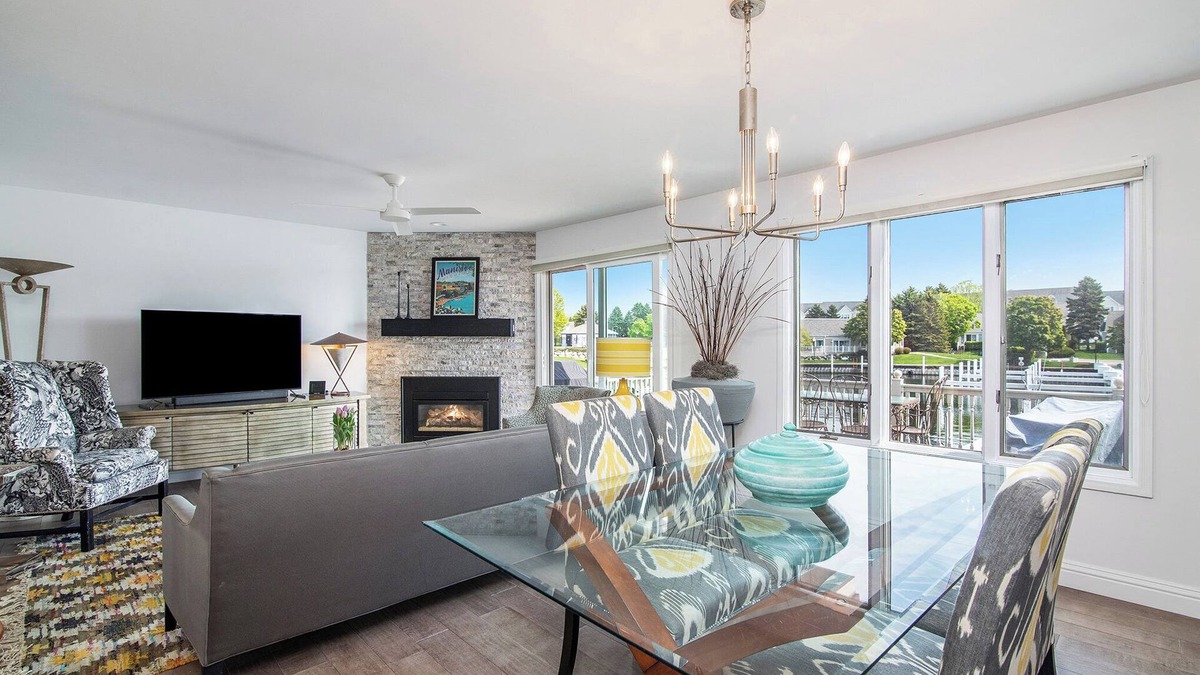 Manistee Condo | Remodeled Harbor Condo Steps to Lake MI