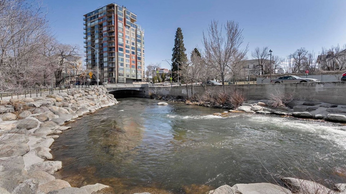 Downtown Reno Apartment | Reno 1 Bedroom, corner view condo, on the Truckee River Walk, bike, theater.