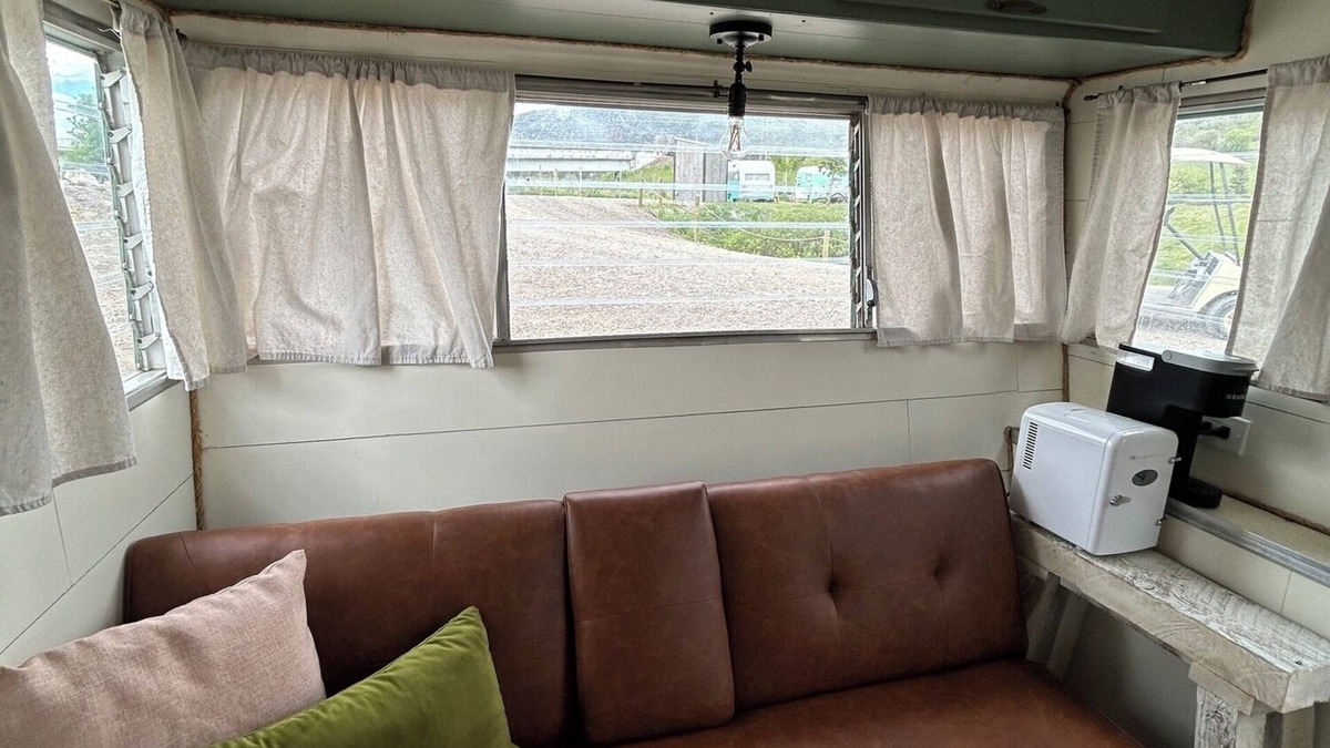 Lava Hot Springs House | Retro Camper king size bed