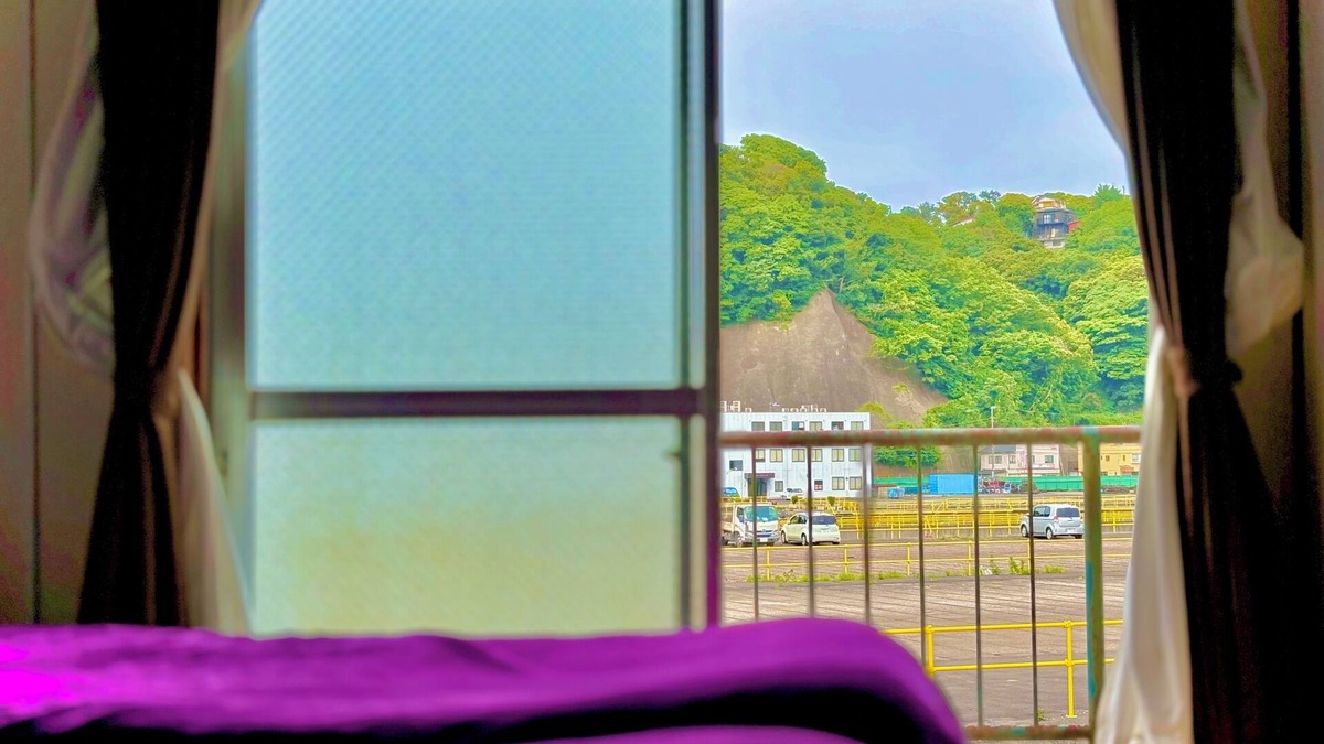 Yokosuka House | Retro Romantic Room! Private rooftop room with a view of Tokyo Bay beyond the Uraga Dock.