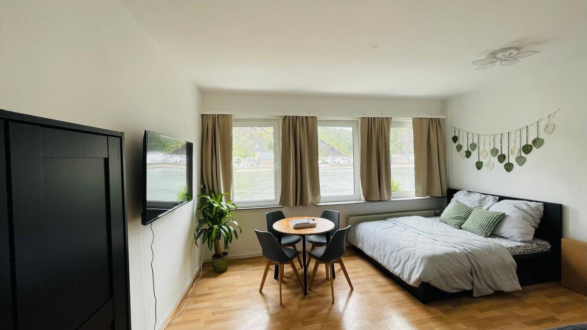 Sankt Goar Apartment | Rheinromantik mit Blick auf die Burg Katz, bis 4P