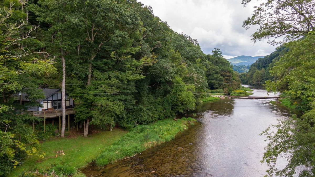 Todd Cabin | Rivers Edge in Todd - Home with hot tub- Enjoy the River from your front porch rocker