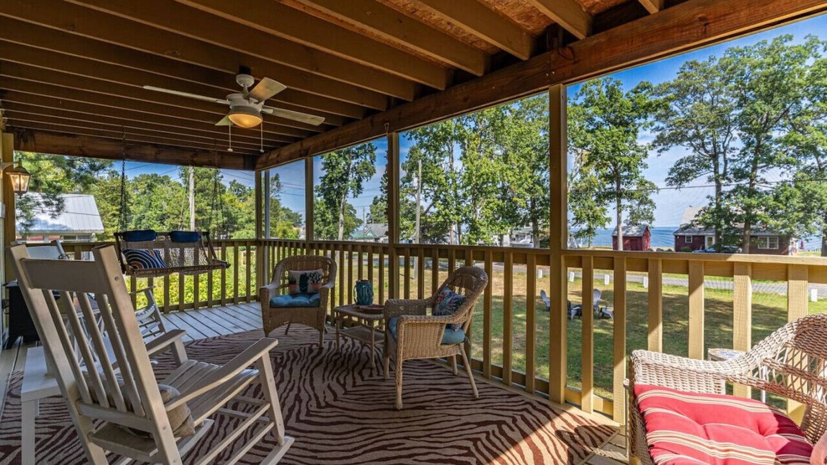 Coles Point House | Riverside Dreams -golfcart-views-screened porch-