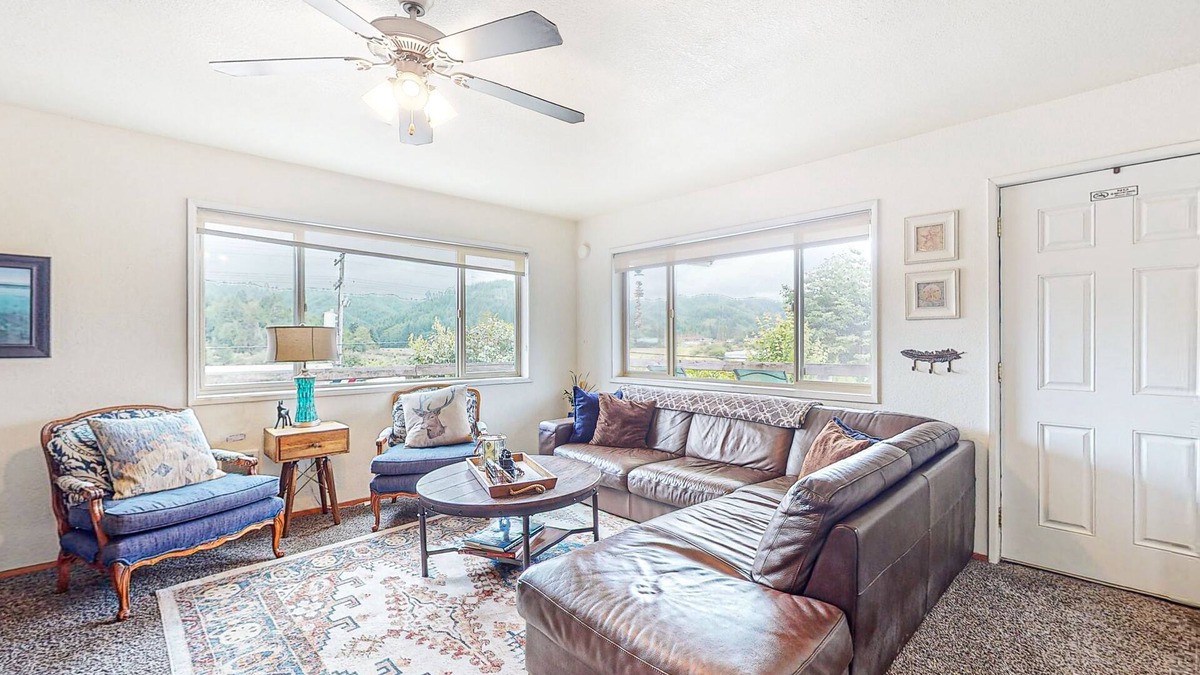 Reedsport House | Riverview retreat with game room | walk to dining | near beach, dunes, lakes