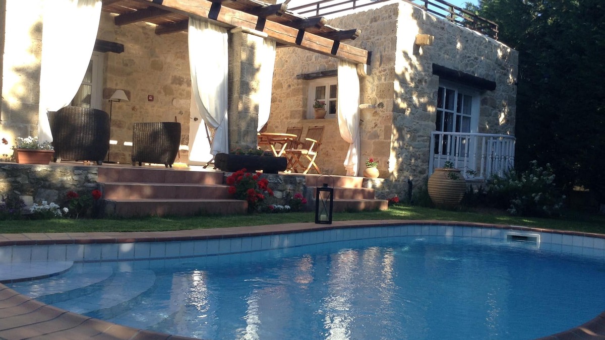 Platanias Town Villa | Rock House's Villa Rhapsody private pool and garden close to everything by foot