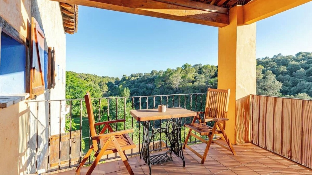 Hoz y Costean Cottage | Room with private living room, bathroom and terrace in a rural house