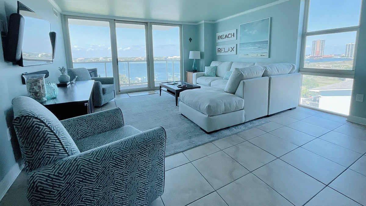 Villa Sabine Condo | Sabine 4D, Waterfront, Sleeps 6-Corner Unit -Sunset Views from every room!