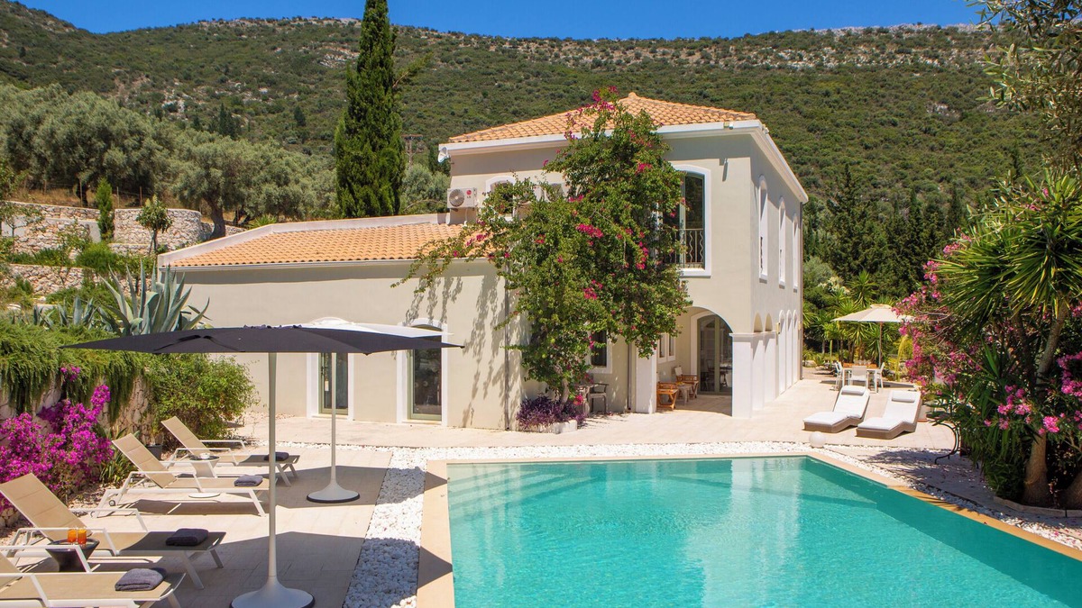 Evgiros Villa | Secluded Villa Amadeus with hammam, tennis court, BBQ & private pool