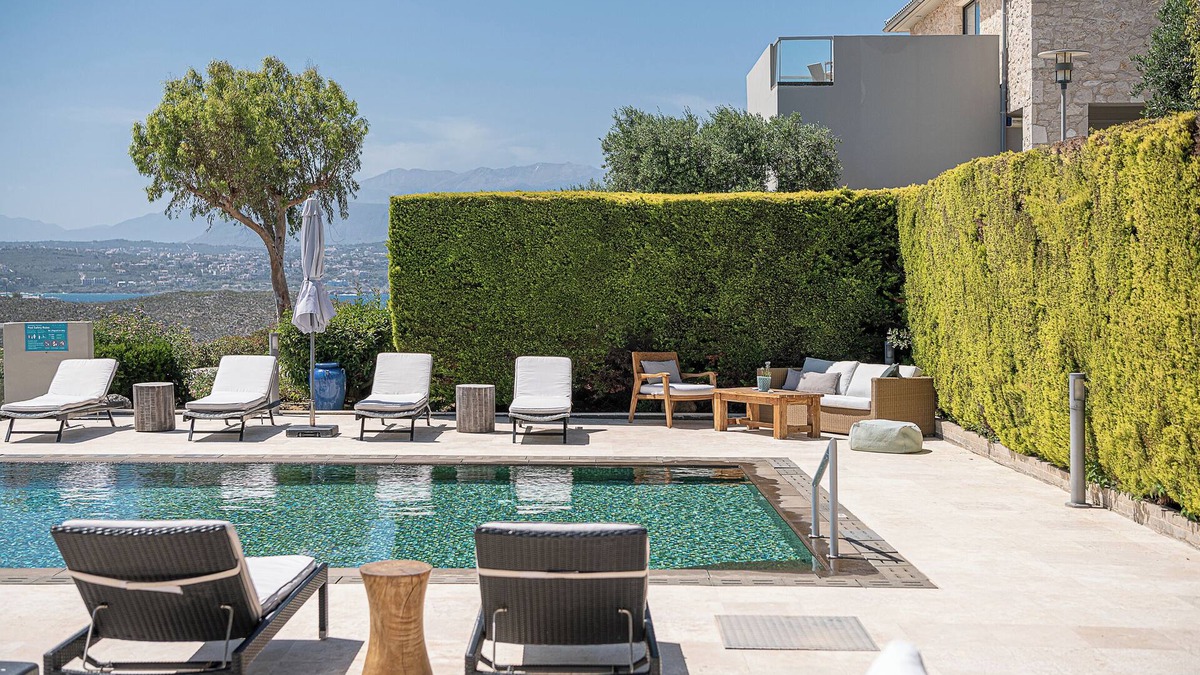 Tersanas Villa | SeaCrete Seaview Mediterranean luxury Villa privet swimming pool, tennis