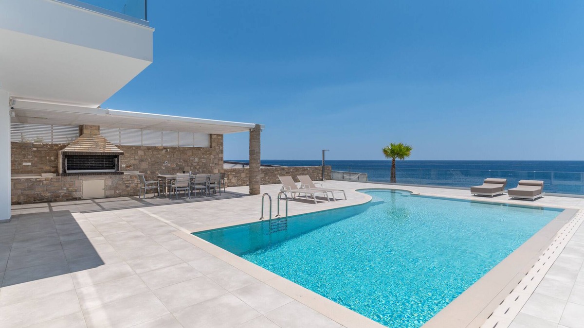 Pefki Villa | seafront brand new luxury villa swimming pool -ideal for families, free transfer