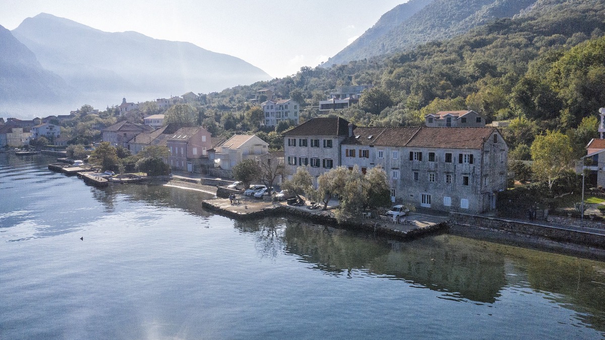 Prcanj Apartment | Seafront, traditional Stone Apartment with Mountain Views.