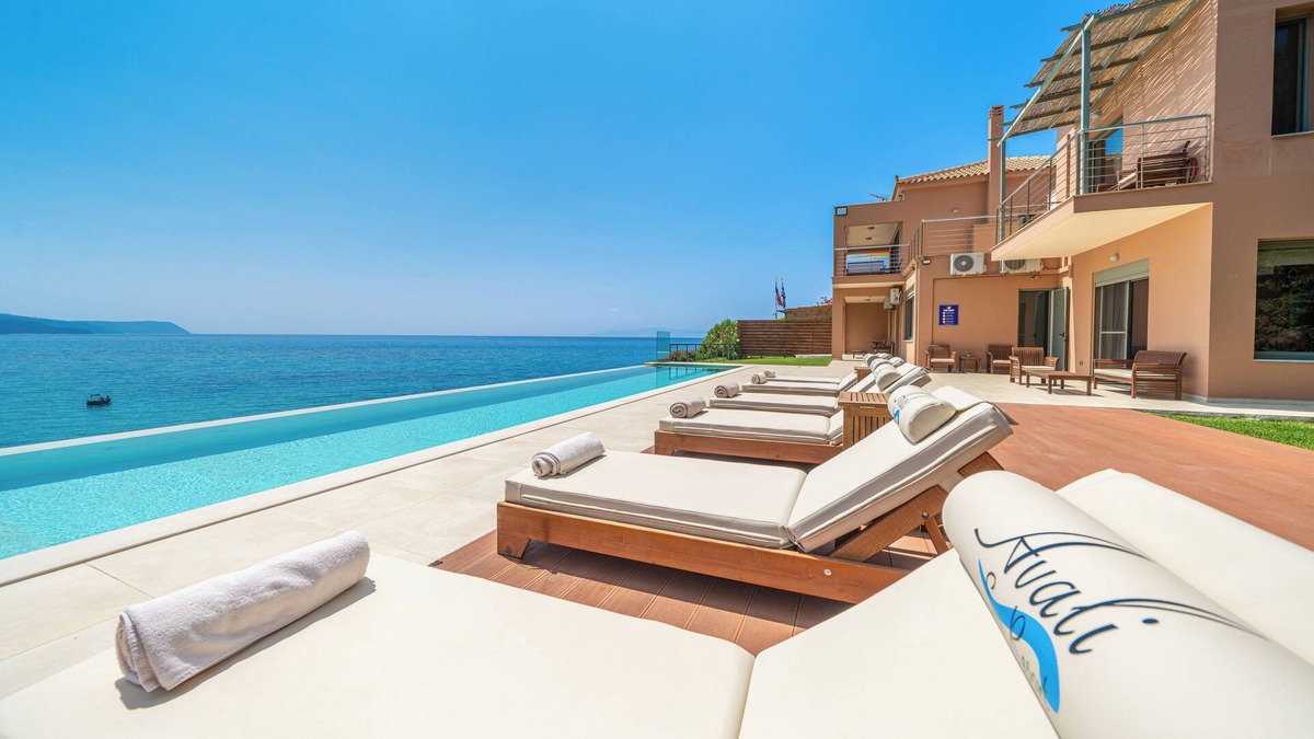 Karavados Villa | Seafront Villa with Panoramic Views, 5 Bedrooms, Pool, 3 Min Walk to Sandy Beach