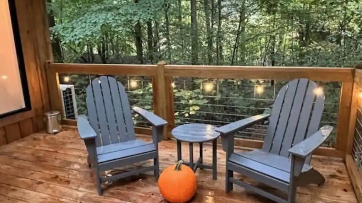 Shelby Cabin | Secluded creekside treehouse cabin in Shelby with hot tub, AC, WiFi