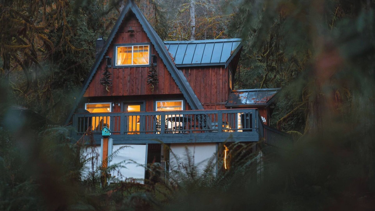 Concrete Cabin | Secluded Forest Cabin w/Hot Tub & Private Waterfall