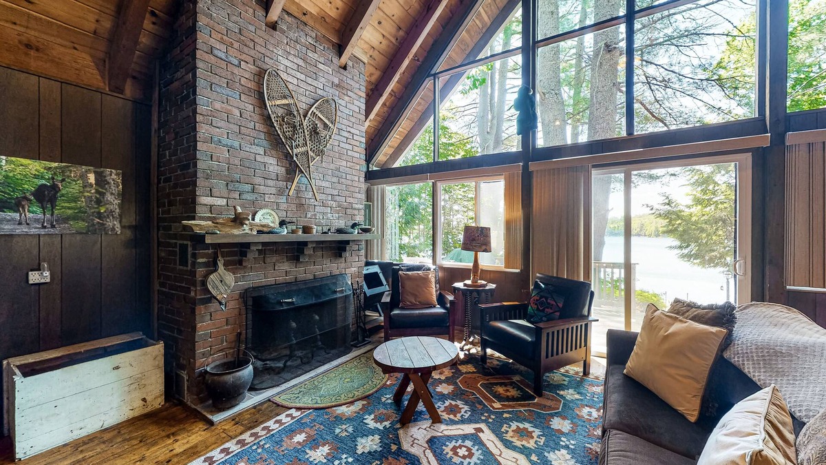 Parsonsfield House | Secluded waterfront cabin with private dock, kayak, canoe, gas grill & deck