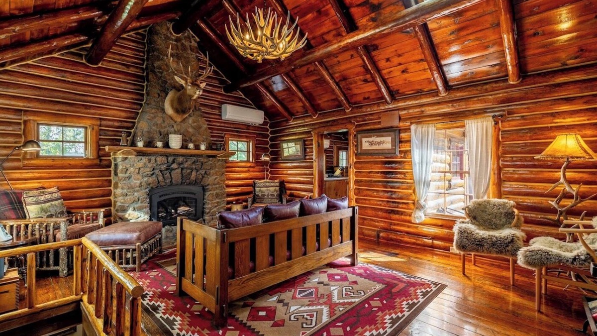 Shell Cabin | Shell Town Cabin- Log cabin located at the base of the Big Horn Mountains, gas fireplace