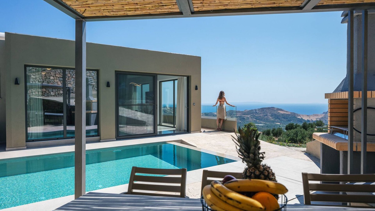 Agios Vasileios Villa | Sigma Villa, Private Heated Swimming Pool Garden, Panoramic Sunset