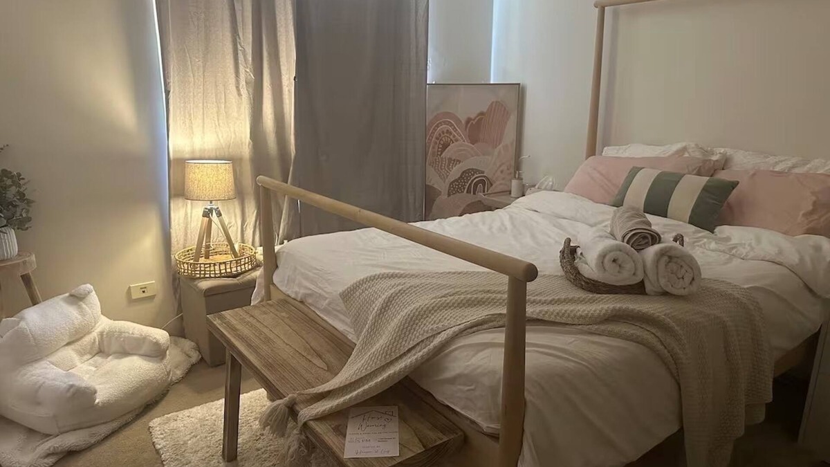 Bentley House | Simple cozy home Master room with private bathroom