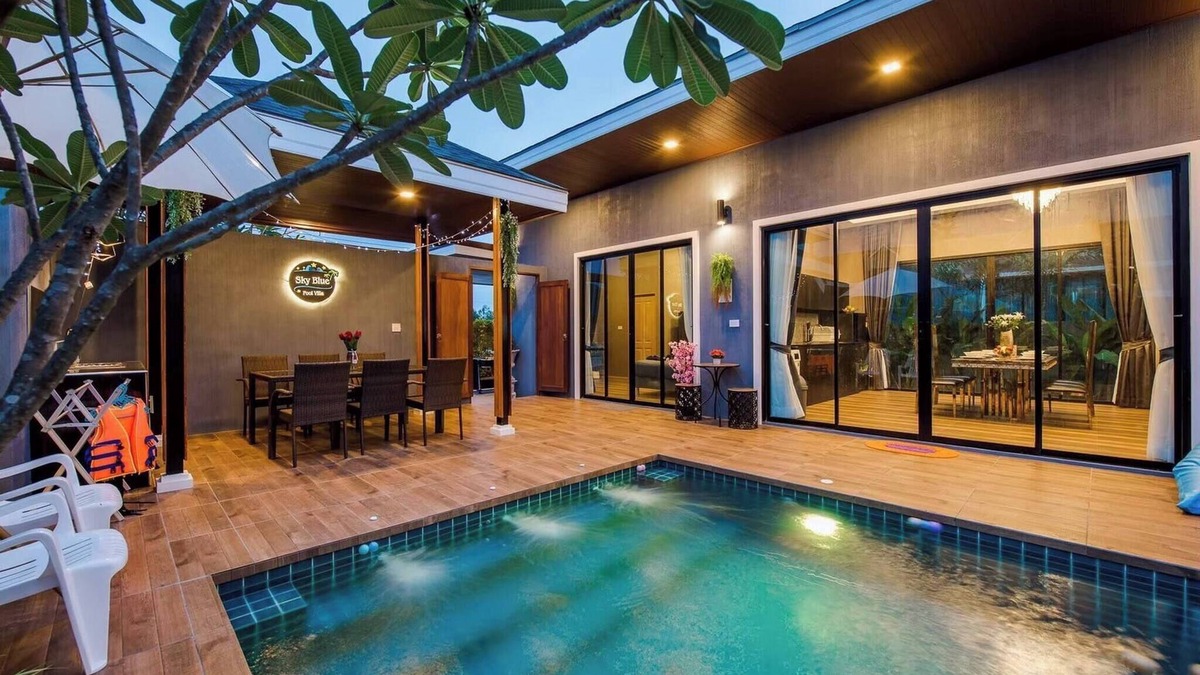 Kao Yai Villa | Sky Blue Pool Villa at Hua Hin 3bedrooms and 4 Bathrooms Near Cha-am Beach