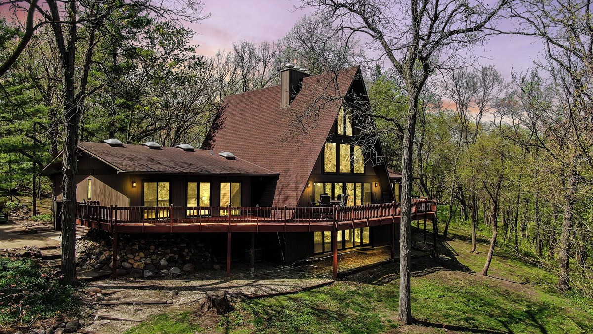 McHenry House | Spacious A-Frame sleeps 25 on 5 wooded acres with a private fishing pond