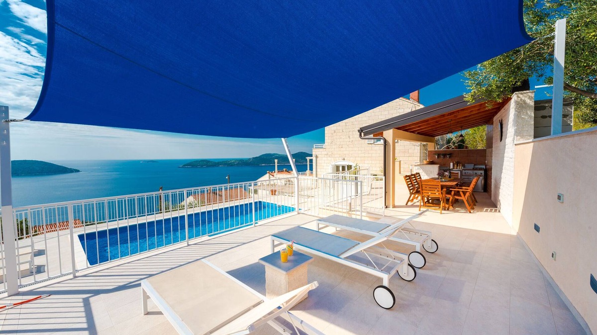 Orasac Apartment | Spacious holiday home Gina; 6+2 with pool, sea view and only 12km from Dubrovnik