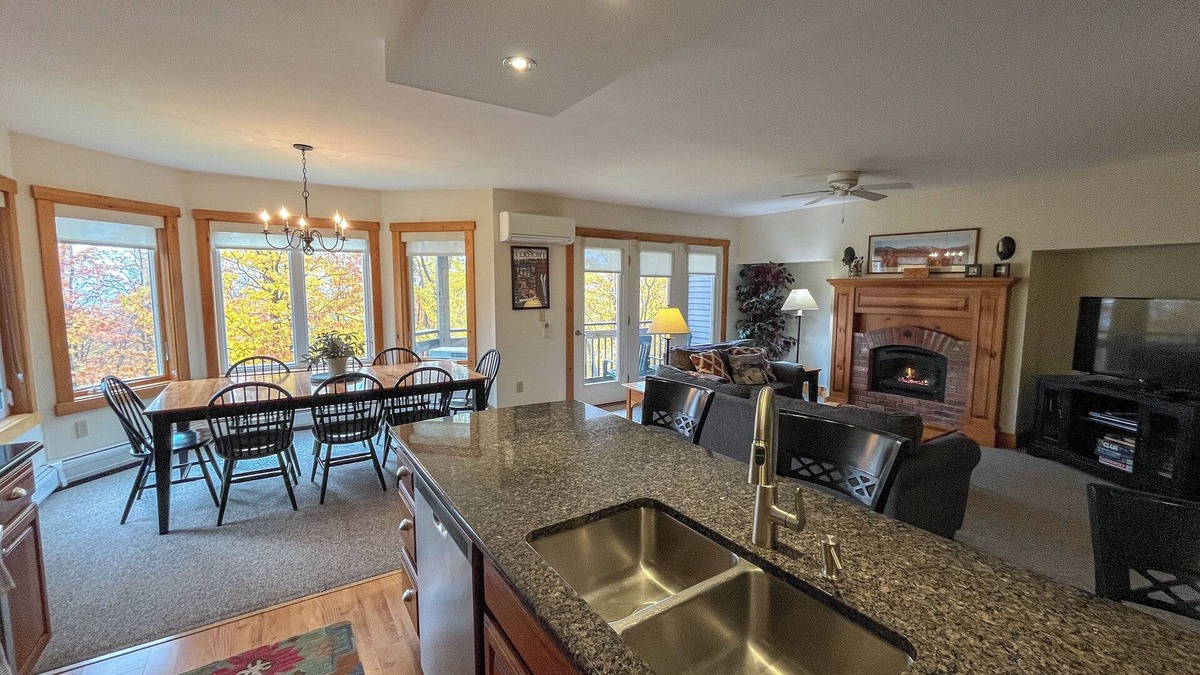 North Troy Condo | Spacious ski-in, ski-out 2-BR Jay Peak Village Condo, right on trail. A/C incl.!