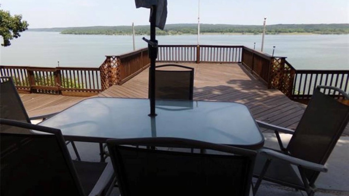 Pryor House | Spectacular lake view with a huge deck and a Hot Tub.