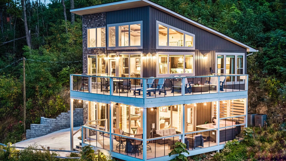 Chalet Village North Cabin | SPECTACULAR Modern Luxury Cabin! 2 Master Suites! Fire Pits! Huge Decks! VIEWS!