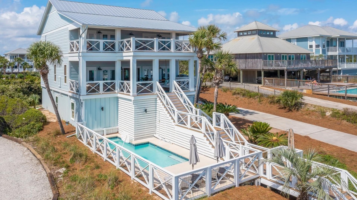 Gulf Trace House | Spend Fall by the Gulf! Gulf Views! Steps From The Beach! Private Pool! Sprawling Porches!