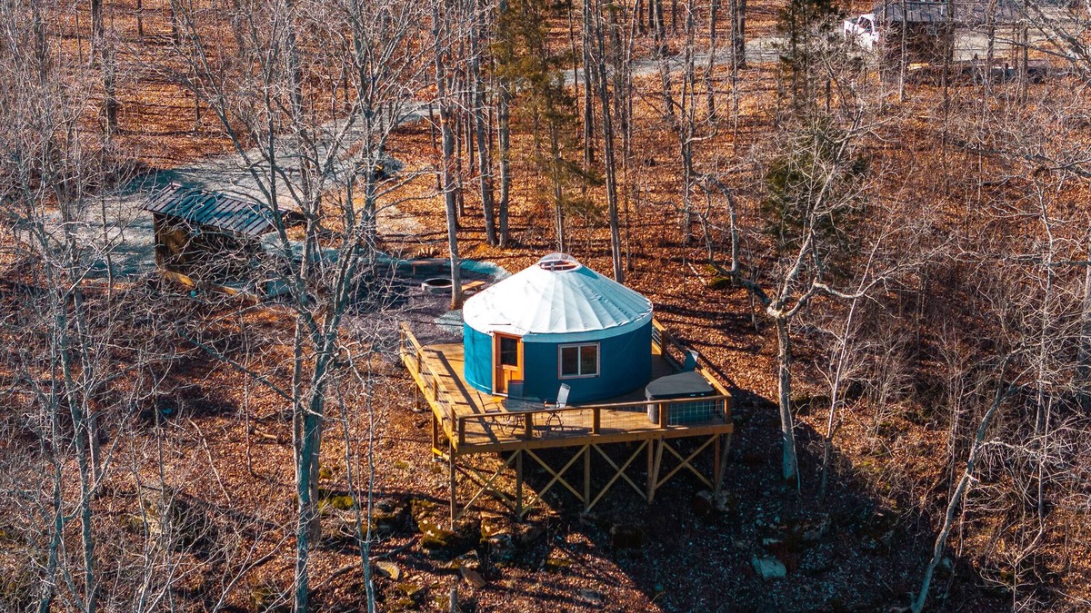 Fredericktown Cabin | St Francis River: The Blue Yurt and Hot Tub