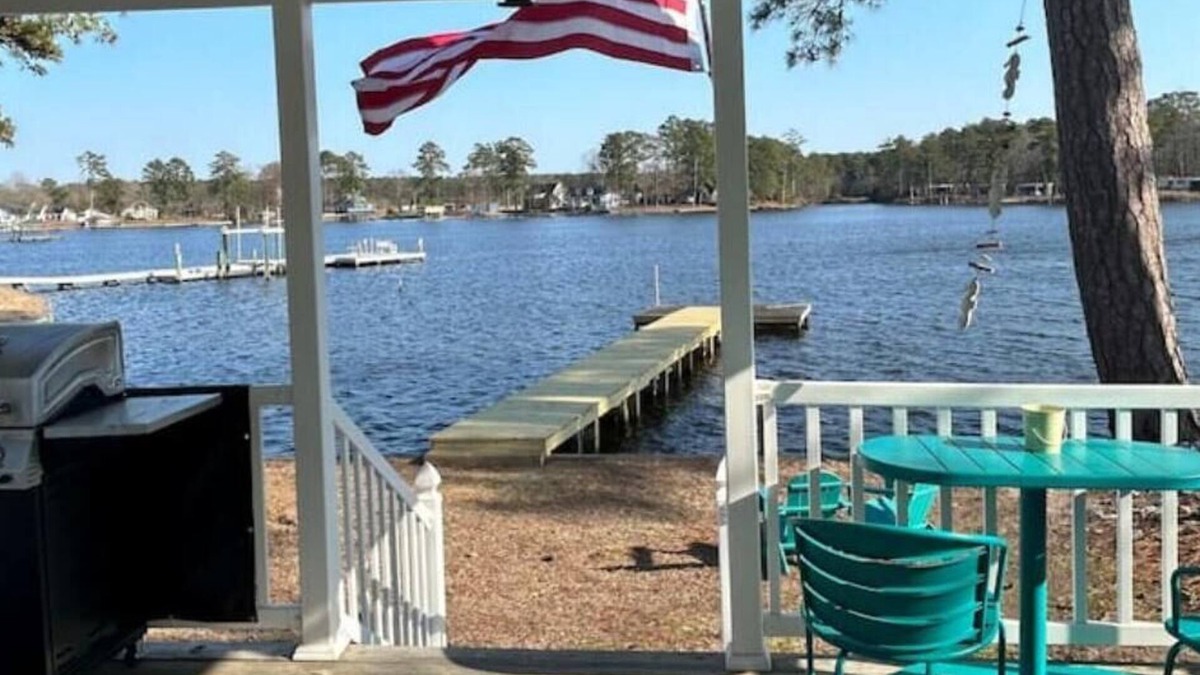 Bath Cabin | Steps from the water with a private dock, a big relaxing porch & great amenities