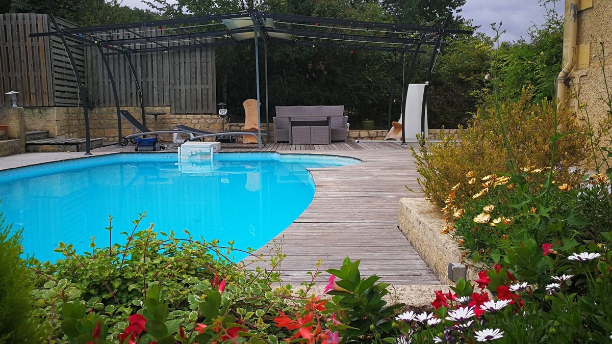 Pomport House | Stone house, swimming pool, garden, terrace and arbour. terraces.