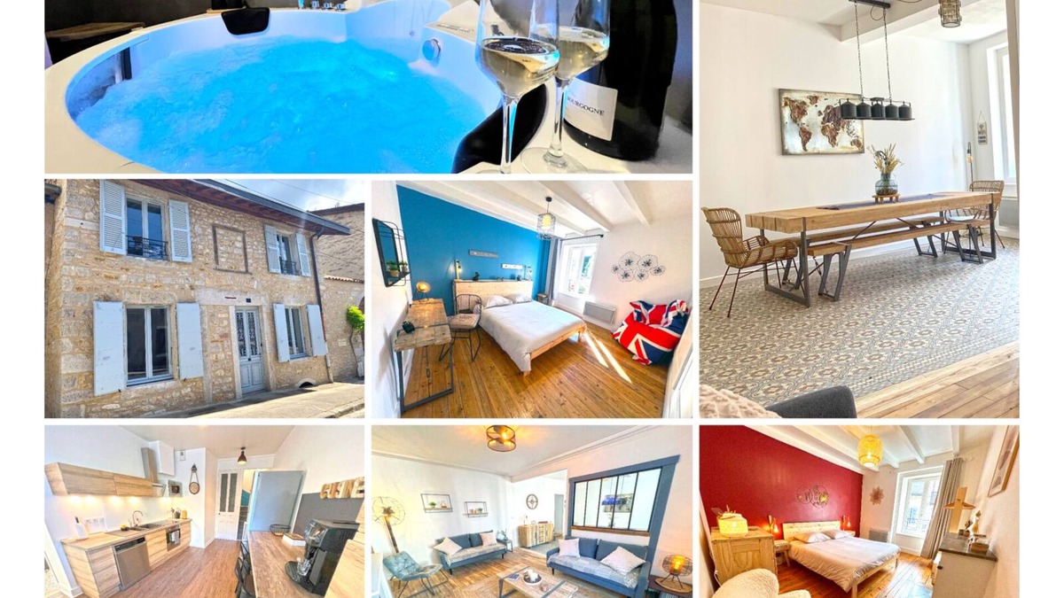 Poncin House | Stone house with jacuzzi 500m from the Ain 3bed 8p