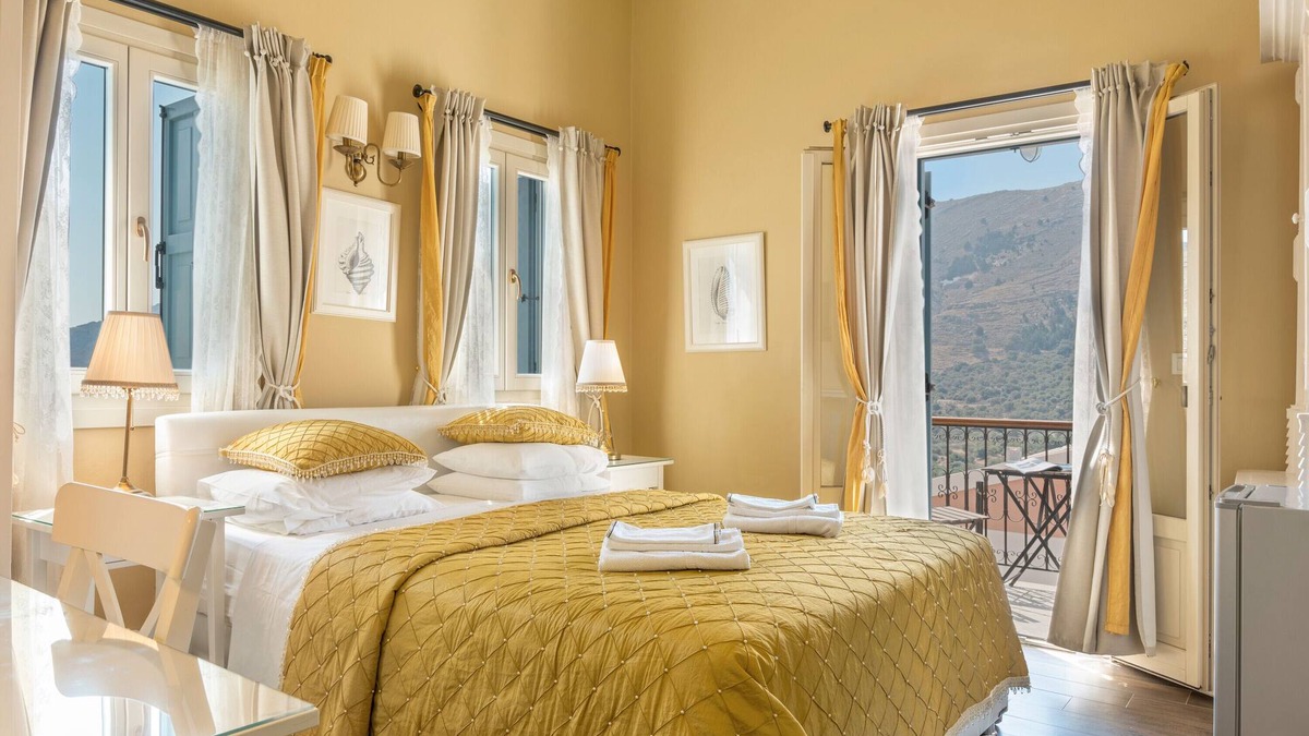 Pedi House | Studio 'No 1 Double Symi Nautilus' with Sea View, Wi-Fi and Air Conditioning