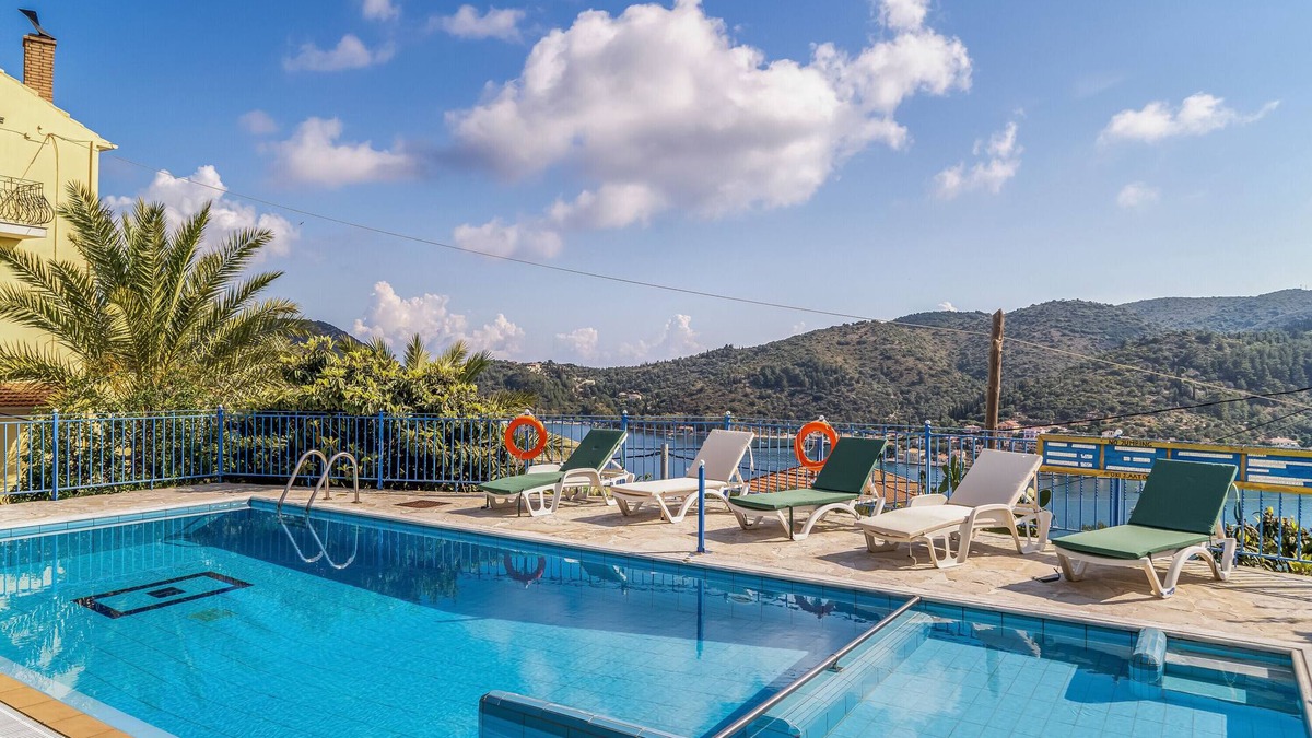 Vathy Apartment | Studio 'Veronis 4' with Sea View, Shared Pool & Wi-Fi